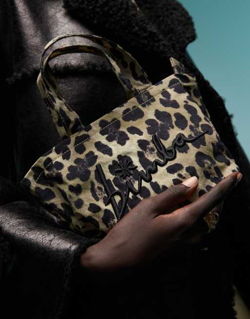 BIMBA Y LOLA mini tote bag in khaki leopard, 3 of 4
