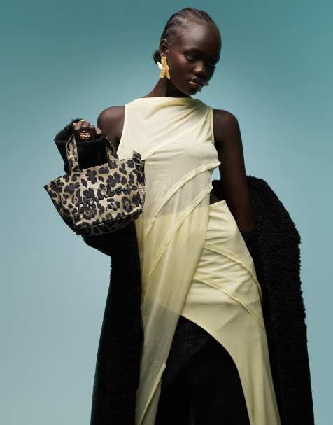 BIMBA Y LOLA - Mini tote tas met luipaardprint in kaki - view 1