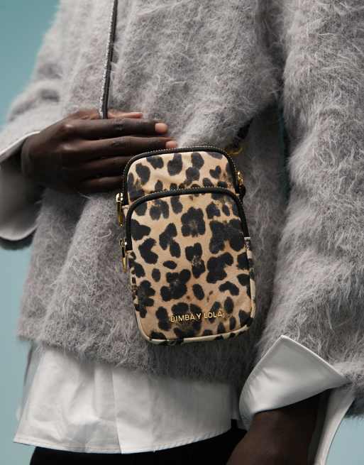 BIMBA Y LOLA Mini Umhangetasche aus Nylon mit Leopardenmuster
