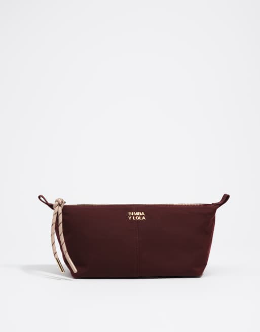 Bimba Y Lola mittelgroße beschichtete, trapezförmige Kosmetiktasche in Weinrot, 3 von 7