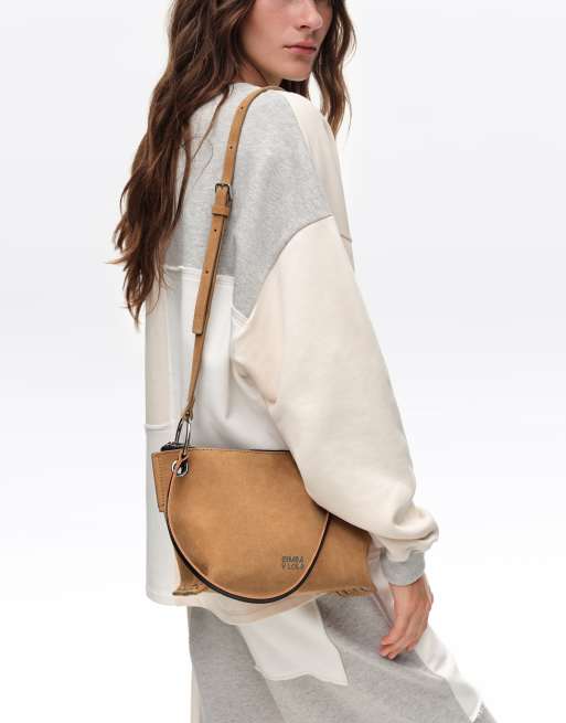 Bimba Y Lola mittelgroße Trapeztasche aus Wildleder, 7 von 7