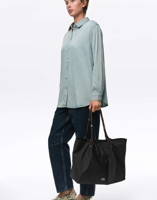 Bimba Y Lola nylon maxi shoppertas in zwart, 5 van 5