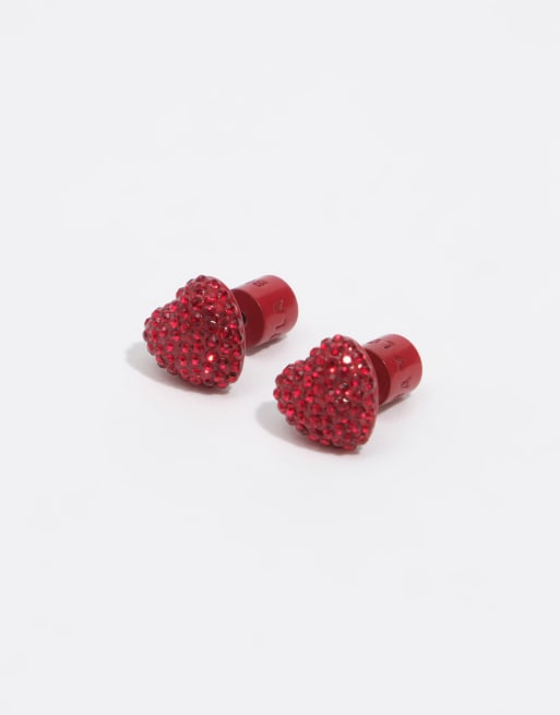 Bimba Y Lola orecchini con cristalli a cuore color granato, 3 di 4