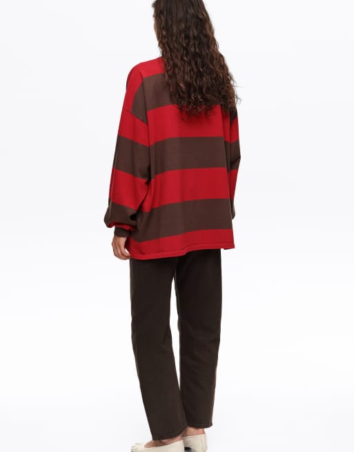 Bimba Y Lola Oversize gestreiftes Longshirt in Rot, 4 von 6