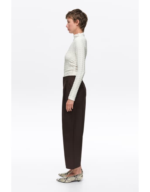 Bimba Y Lola pantalon à jambe droite plissé marron chocolat foncé, 3 de 6