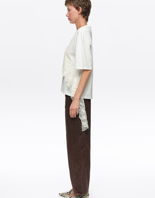 Bimba Y Lola pantalon barrel en denim avec boucle couleur chocolat, 3 de 5