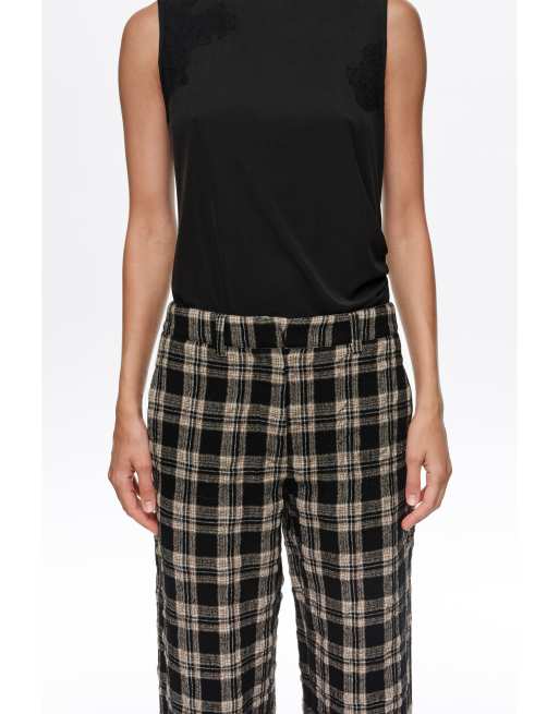 Bimba Y Lola pantalones barrel a cuadros en negro, 2 de 5