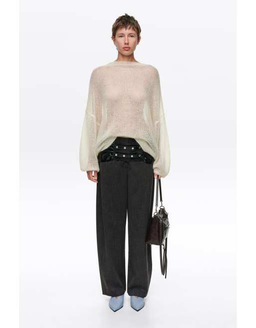 Bimba Y Lola pantalones tobilleros de pernera barrel en gris oscuro jaspeado, 6 de 6