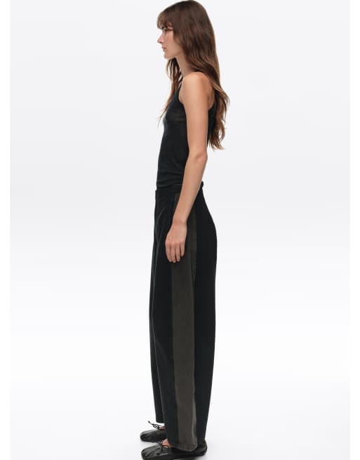 Bimba Y Lola pantalones vaqueros bicolor con cintura ajustable en negro, 3 de 6