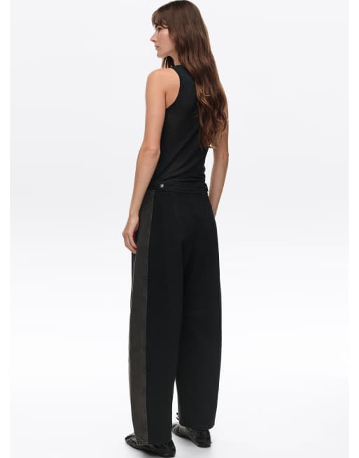 Bimba Y Lola pantalones vaqueros bicolor con cintura ajustable en negro, 4 de 6