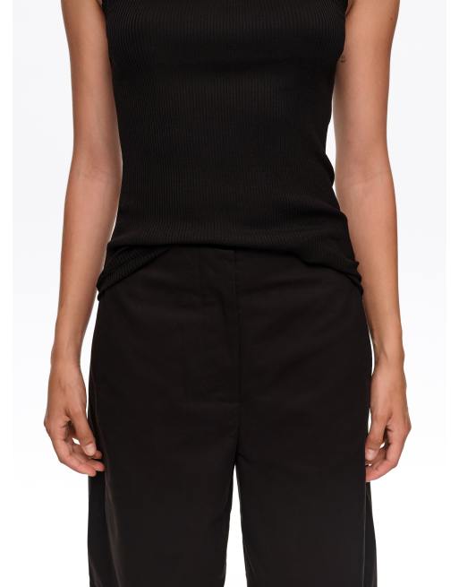 Bimba Y Lola pantaloni barrel con impunture decorative neri, 4 di 6