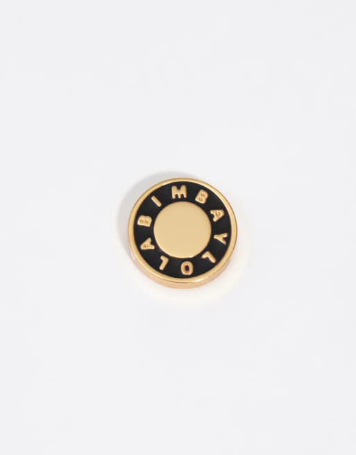 Bimba Y Lola pendientes de metal con logo esmaltado en negro, 4 de 4
