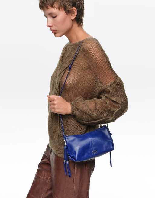 Bimba Y Lola piccola borsa crossbody in pelle blu elettrico, 2 di 6