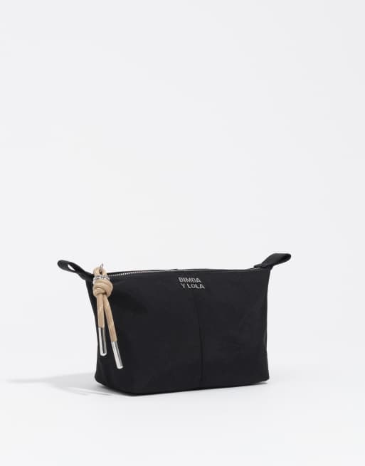 Bimba Y Lola piccola trousse a trapezio in nylon nera, 4 di 6