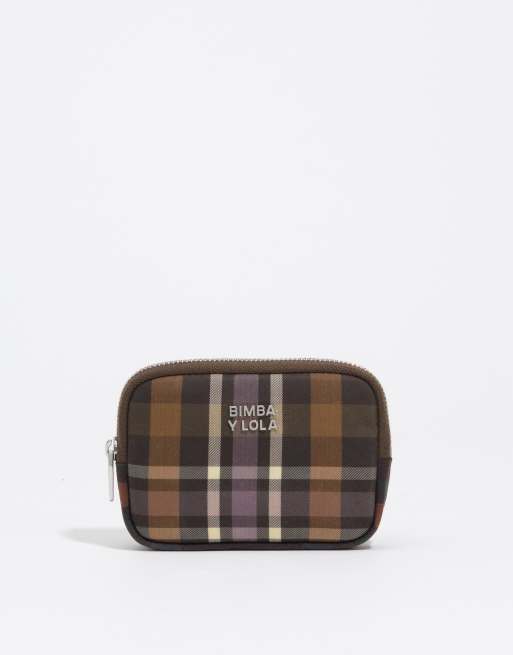 Bimba Y Lola portamonete spalmato a quadri tartan verde hunter, 5 di 5