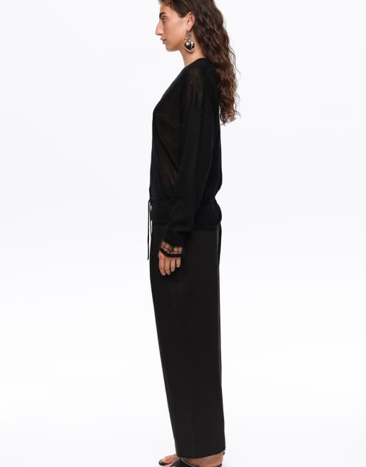 Bimba Y Lola pull long col V en laine noir, 3 de 6