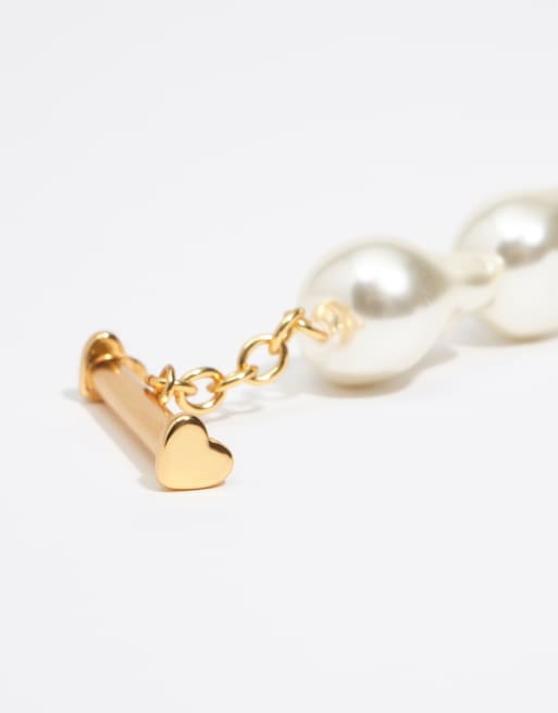 Bimba Y Lola pulsera elástica con perlas y corazón de resina en perla, 2 de 5
