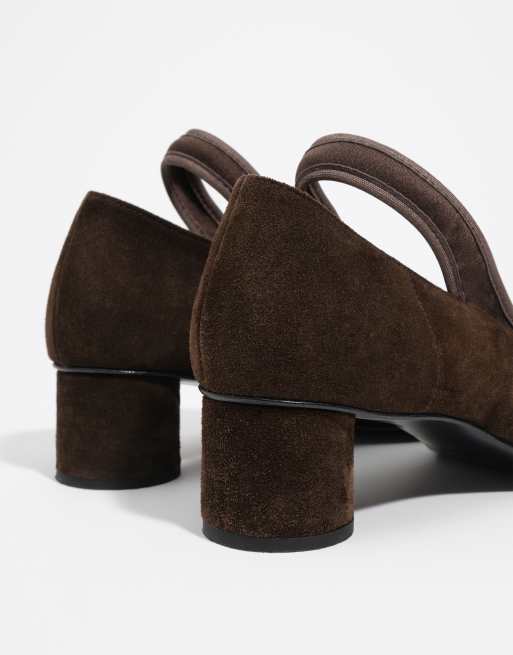Bimba Y Lola Pumps aus Wildleder mit Tricot in Dunkelbraun, 4 von 7