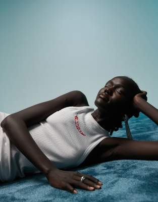 Bimba Y Lola BIMBA Y LOLA ribbed vest top with chilli logo in white