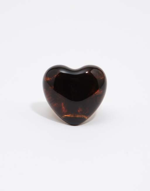 Bimba Y Lola ring met hars hart in bruin, 3 van 5