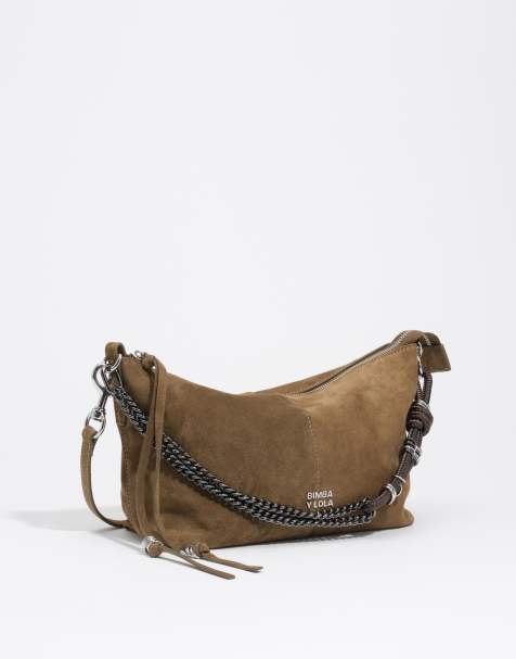 Bimba Y Lola sac bandoulière moyen Madrid en daim, olive - view 1