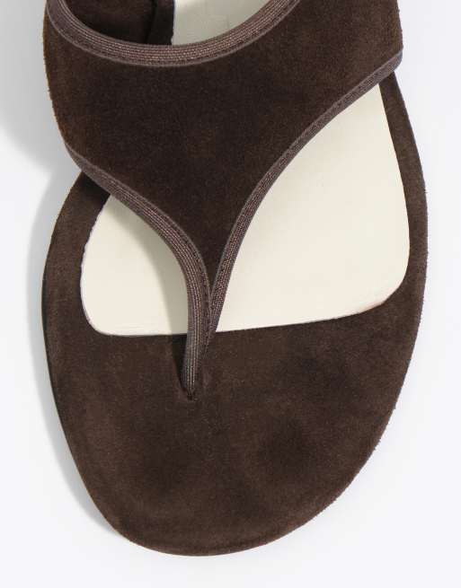 Bimba Y Lola Sandalen aus Wildleder mit niedrigem Absatz in Dunkelbraun, 4 von 7