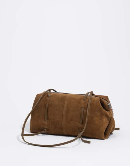 Bimba Y Lola Schultertasche aus Wildleder in dunklem Olivgrün, 3 von 7