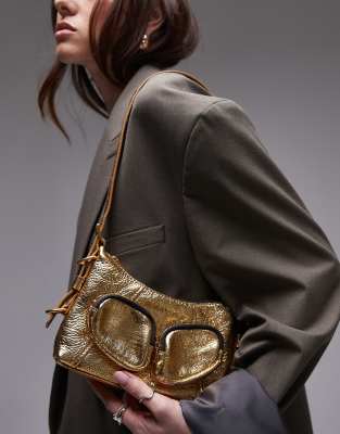 BIMBA Y LOLA - Schultertasche in Metallic-Gold-Goldfarben