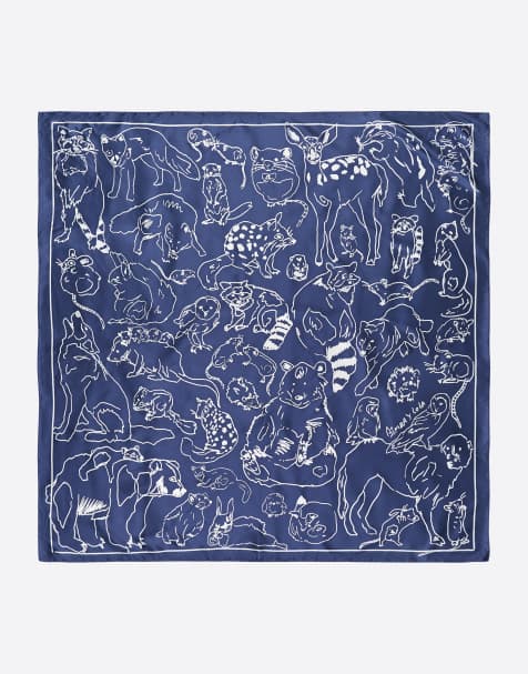 Bimba Y Lola sciarpa con stampa animalier effetto schizzo blu denim - view 1