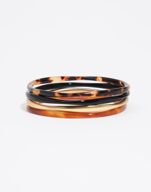 Bimba Y Lola set da 4 bracciali oro opaco tartarugato marrone, 3 di 5