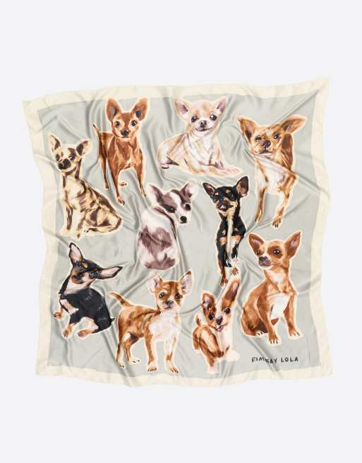 Bimba Y Lola sjaal met chihuahua-print in grijs, 2 van 2