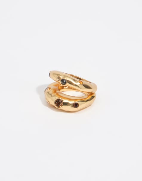 Bimba Y Lola strukturierter Ring mit Topaskristallen in Gold - view 1