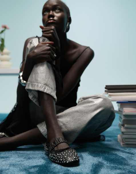 BIMBA Y LOLA studded ballet flats in black - view 1