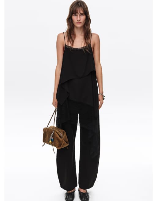 Bimba Y Lola top largo fluido con capas en negro lavado, 6 de 6