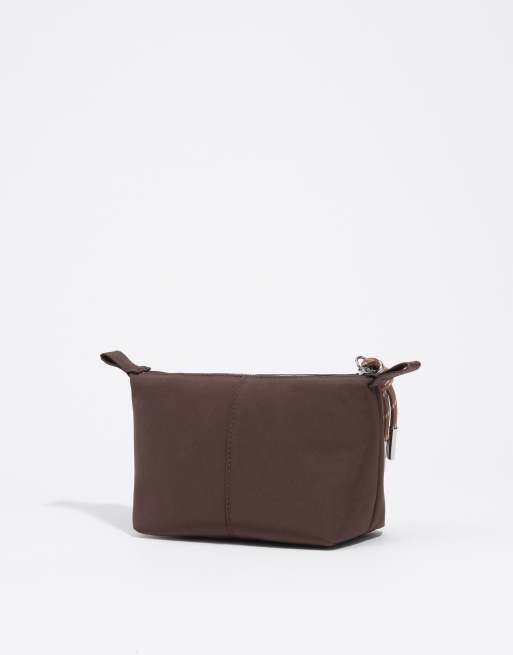 Bimba Y Lola trousse piccola a trapezio in nylon moka, 3 di 4
