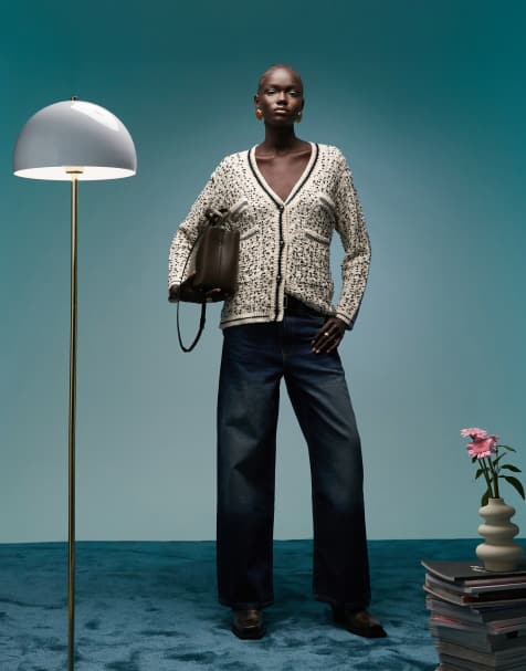 BIMBA Y LOLA v-neck varsity cardigan in cream speck - view 1