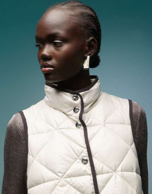 BIMBA Y LOLA - Veste matelassée sans manches à col montant - Taupe, 3 de 4