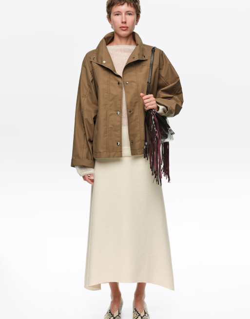 Bimba Y Lola veste trench courte à manches chauve-souris en marron clair, 5 de 6