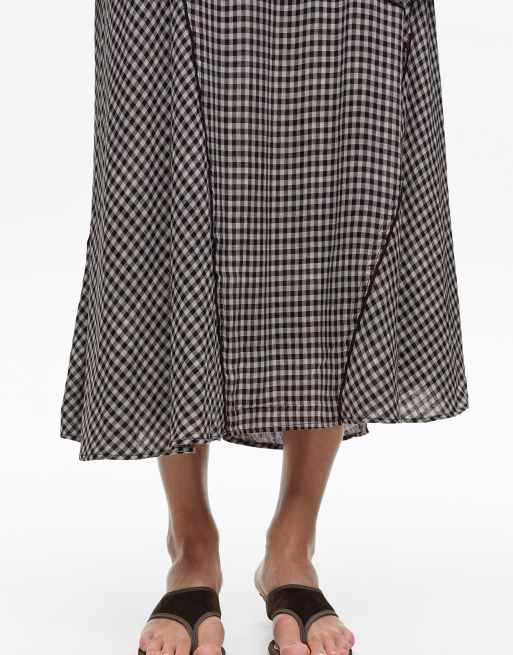 Bimba Y Lola vestido midi patchwork a cuadros en marrón oscuro, 2 de 7