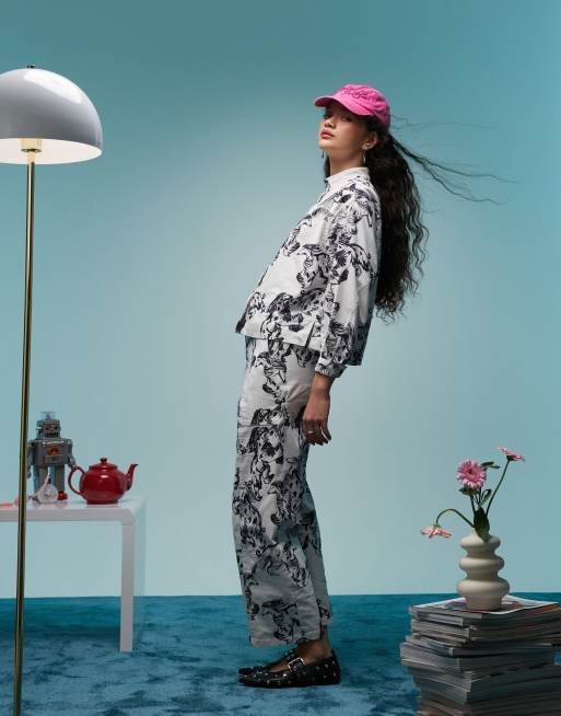 BIMBA Y LOLA wide leg pants in greyhound print (part of a set)