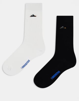 Birkenstock - 2er-Pack gerippte Unisex-Socken aus Baumwolle in verschiedenen Farben-Bunt