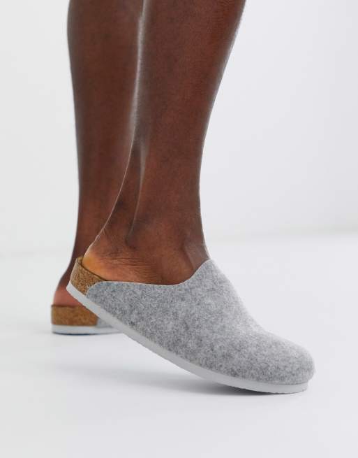 Birkenstock Amsterdam Felt Mule Slippers in Grey ASOS