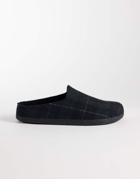 Birkenstock Amsterdam pantuflas a cuadros verdes y azul marino - view 1
