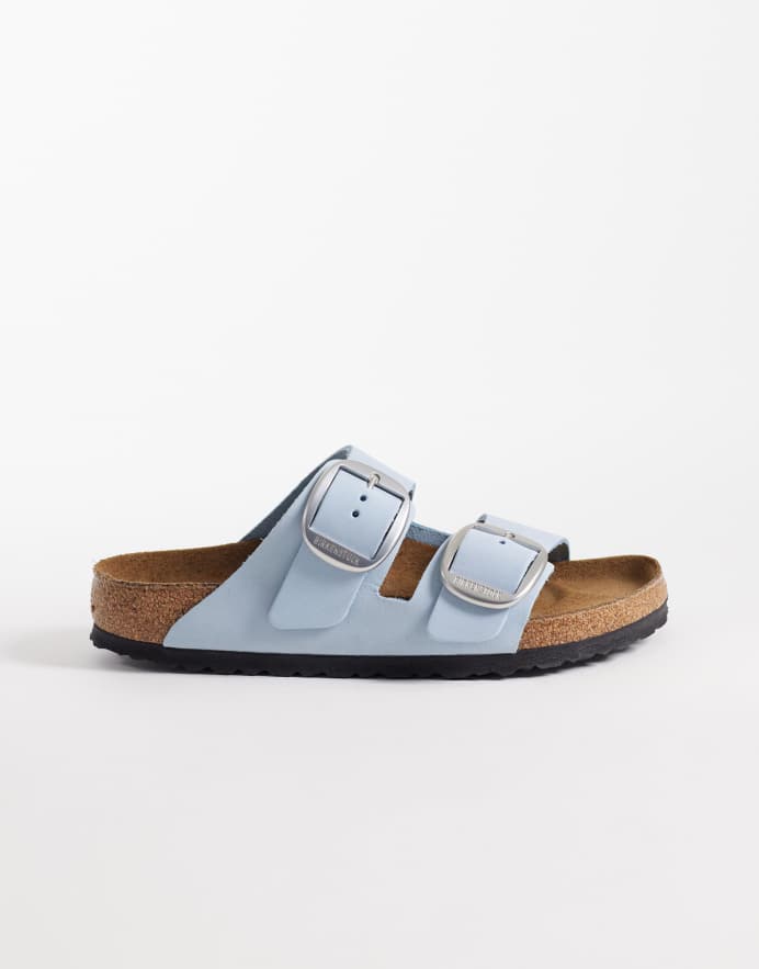 Birkenstock Arizona Big Buckle - Sandalias azul pastel de cuero con hebilla grande