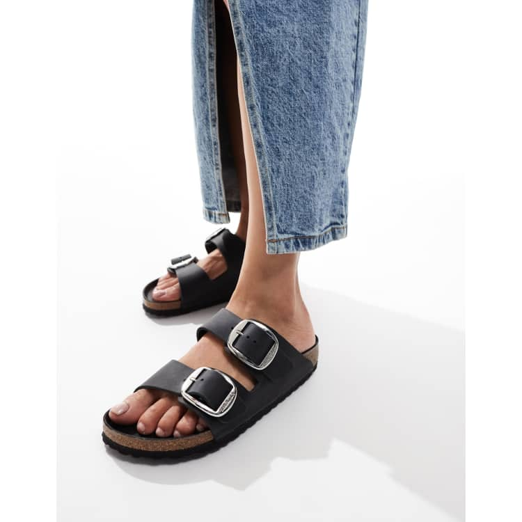 Black leather cheap birkenstocks women's