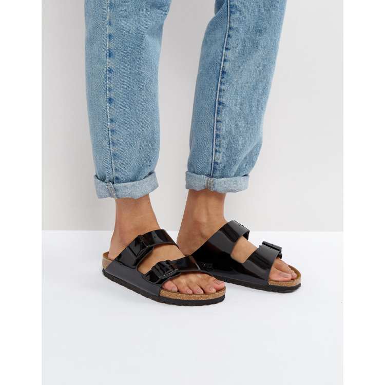 Birkenstock Arizona Birko Black Patent Flat Sandals ASOS