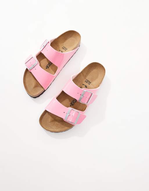 Birkenstock – Arizona Birko-Flor – Lacksandalen in Rosa, 4 von 4