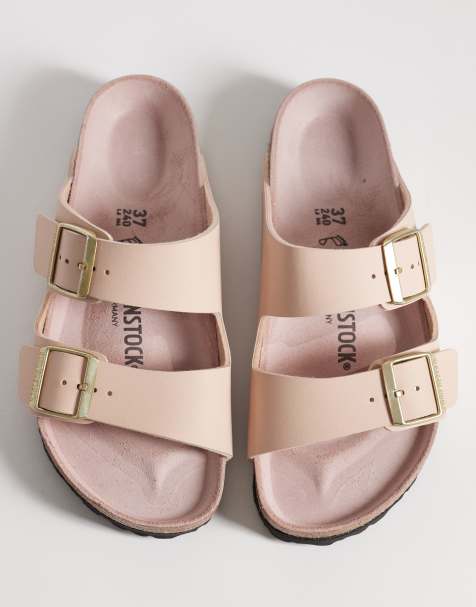 Birkenstock - Arizona Birko-Flor - Sandalen in beige/roze klei - view 1