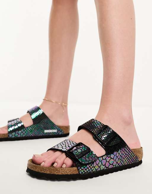 Birkenstock – Arizona Birko-Flor – Sandalen in Schwarz mit Schlangenmuster, 4 von 4