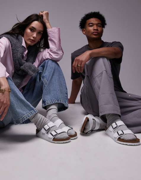 Birkenstock – Arizona – Birko-Flor-Sandalen in Weiß mit Unisex-Passform - view 1